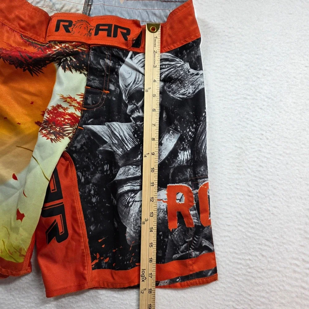 Roar MMA Fight Shorts Mens Size S 30-31 Orange Samurai Graphic Combat Training‎